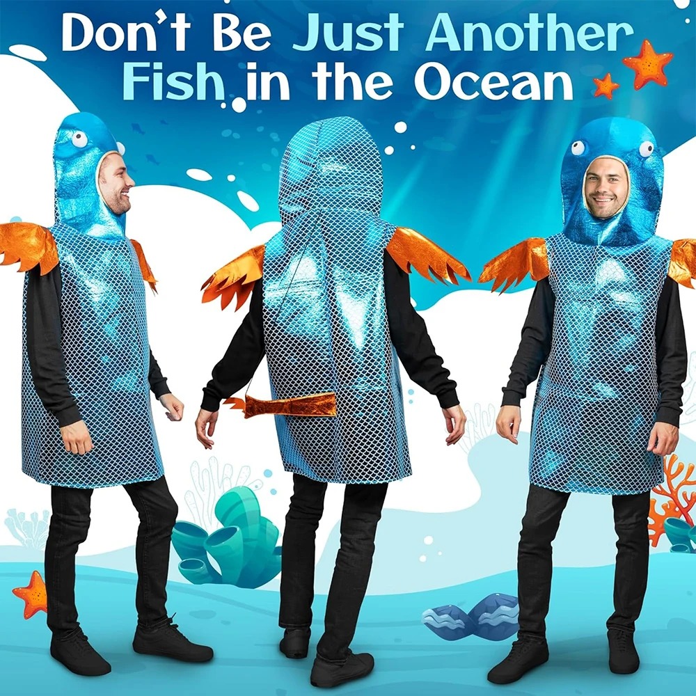 Shiny Blue Fish Costume Metall - Aquarium & Marine Science Center ulasan dan harga